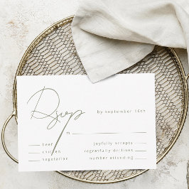 Cartão RSVP Casamento de Refeição Verde Sábio Caligrafia Elega