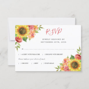 Cartão RSVP Casamento de Refeições Florais de Coral de Cobra