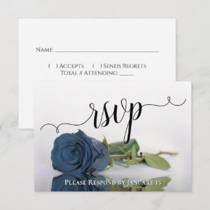 Cartão RSVP Casamento de Reflexões de Rosa de Azul de Aço Eleg