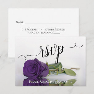 Cartão RSVP Casamento de Reflexões de Rosa Roxo Real Elegante