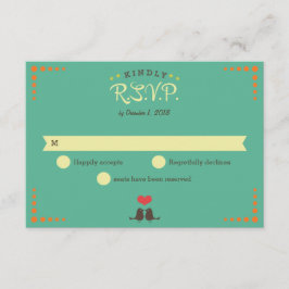 Cartão RSVP Casamento de Registro de Vinil Retro Moderno