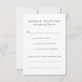 Cartão RSVP Casamento de Restrições Dietéticas de Script Preto