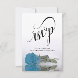 Cartão RSVP Casamento De Rosa Azul-Turquesa De Elegante Longa-
