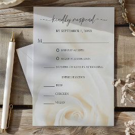 Cartão RSVP Casamento de Rosa Branca Suave Floral