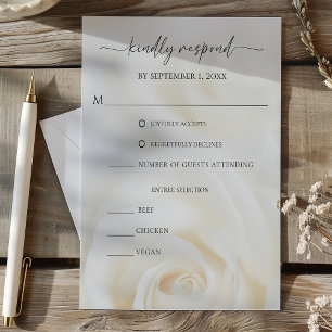 Cartão RSVP Casamento de Rosa Branca Suave Floral