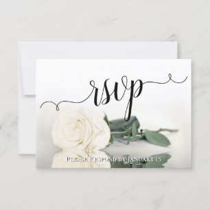 Cartão RSVP Casamento de Rosa de Elegante branco ou marfim ref