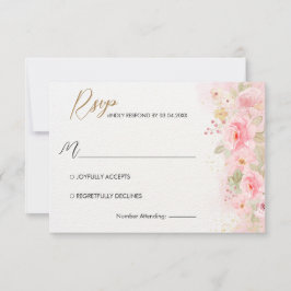Cartão RSVP Casamento de Rosa Elegante