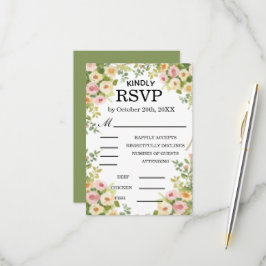 Cartão RSVP Casamento de Rosa em Aquarela