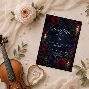 Cartão RSVP Casamento de Rosa Gótica Mal-humorada