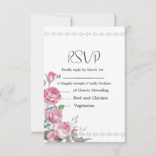 Cartão RSVP Casamento de Rosa Rosa de Watercolor