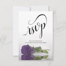 Cartão RSVP Casamento de Rosa Roxo Elegante Ametista de Longa 