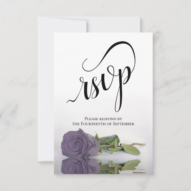 Cartão RSVP Casamento de Rosa roxo empoeirado Elegante (Frente)