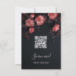 Cartão RSVP Casamento de Rosas 3D Dark Moody | Escaneie-me