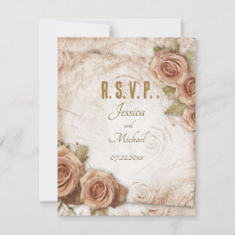 Cartão RSVP Casamento de Rosas de cor suave