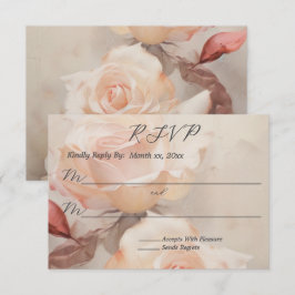 Cartão RSVP Casamento de Rosas de Verão Elegante
