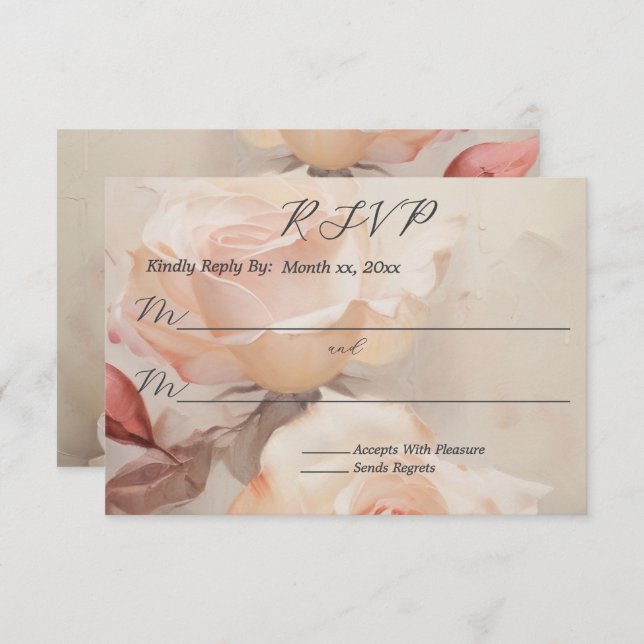 Cartão RSVP Casamento de Rosas de Verão Elegante (Frente/Verso)