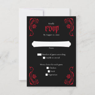 Cartão RSVP Casamento de Rosas Elegantes Gótico