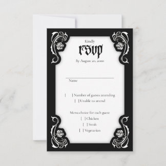 Cartão RSVP Casamento de Rosas Elegantes Gótico