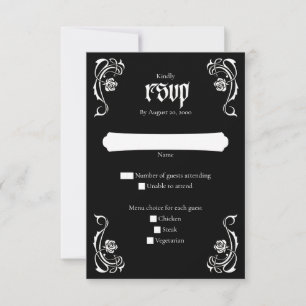 Cartão RSVP Casamento de Rosas Elegantes Gótico