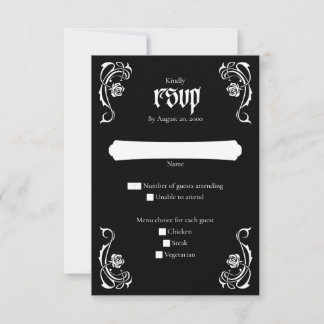 Cartão RSVP Casamento de Rosas Elegantes Gótico