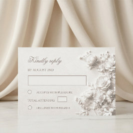 Cartão RSVP Casamento de Rosas Silvestres Brancas 3D