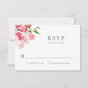 Cartão RSVP Casamento de Rosas Vermelhas e Rosadas em Aquarela