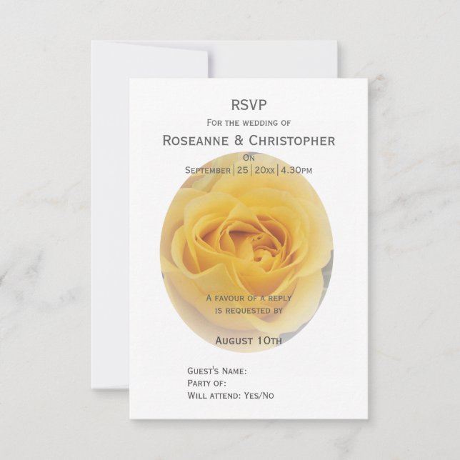 Cartão RSVP Casamento de Rosebud Amarelo (Frente)