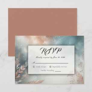 Cartão RSVP Casamento de Sage e Terracotta Stardust Skies