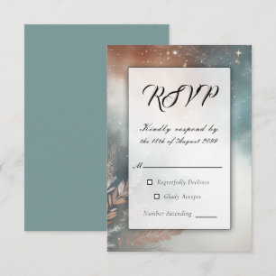 Cartão RSVP Casamento de Sage e Terracotta Stardust Skies
