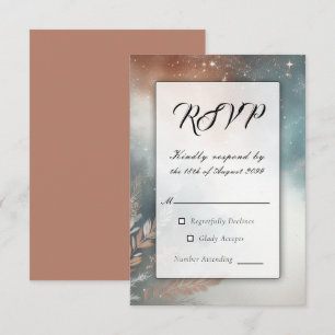Cartão RSVP Casamento de Sage e Terracotta Stardust Skies