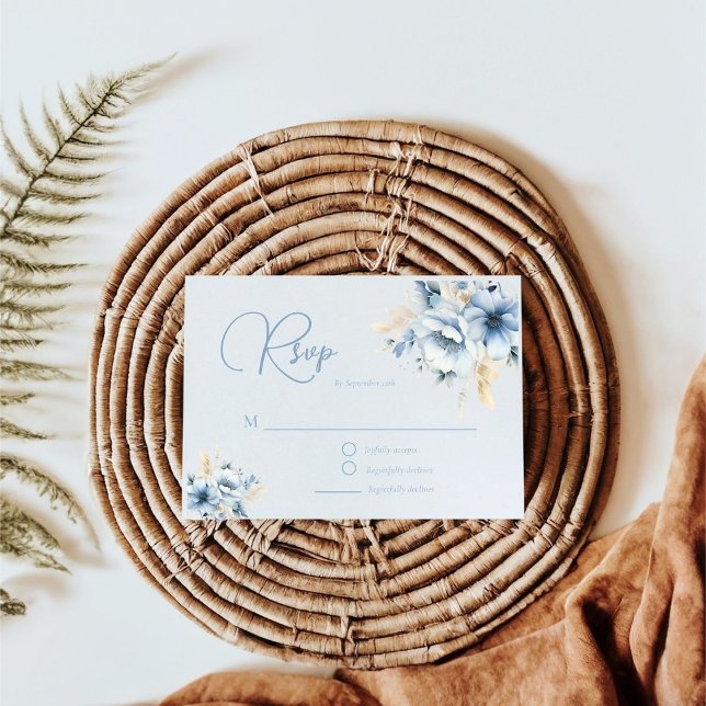 Cartão RSVP Casamento de Sangue com Frame Geométrico Floral Az (Criador carregado)