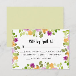 Cartão RSVP Casamento de Sangue de Cor de Água Púrpura