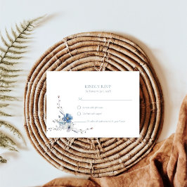 Cartão RSVP Casamento de Sangue de Primavera Floral Azul Elega