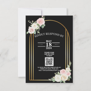 Cartão RSVP Casamento De Sangue De Rosa, Rosa E Branca, Sujo