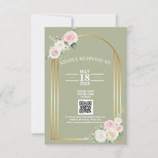 Cartão RSVP Casamento De Sangue De Rosa, Rosa E Branca, Sujo