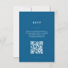 Cartão RSVP Casamento de Script Azul Mínimo Moderno