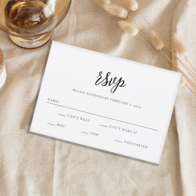 Cartão RSVP Casamento de Script Chic Elegante (Criador carregado)