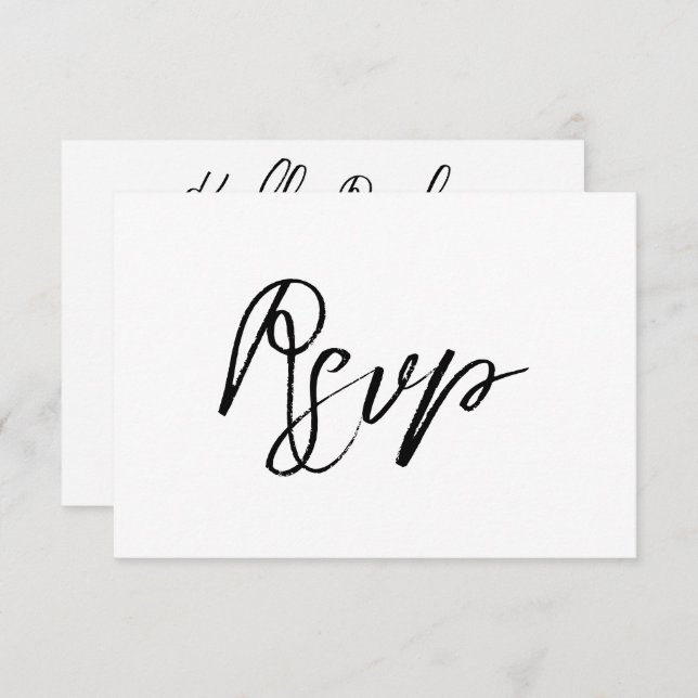 Cartão RSVP Casamento de Script com Letra Branca Moderna com M (Frente/Verso)