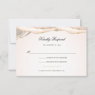 Cartão RSVP Casamento de Script de Agitação Leve e Dourada Gli