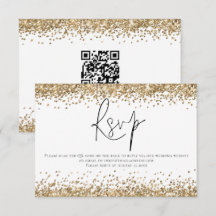 Casamento de Script de Código QR do Glam Dourado G