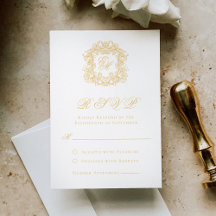 Casamento de Script de Crest do Monograma Dourado 