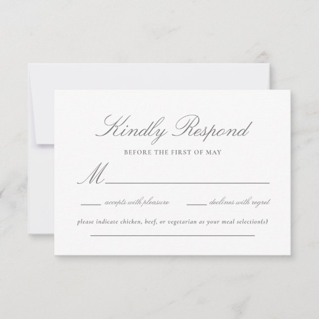 Cartão RSVP Casamento de Script de Lace Elegante (Frente)