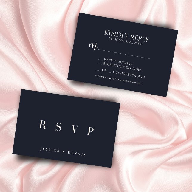 Cartão RSVP Casamento de Script de Tipografia Mínima Moderna E (Criador carregado)