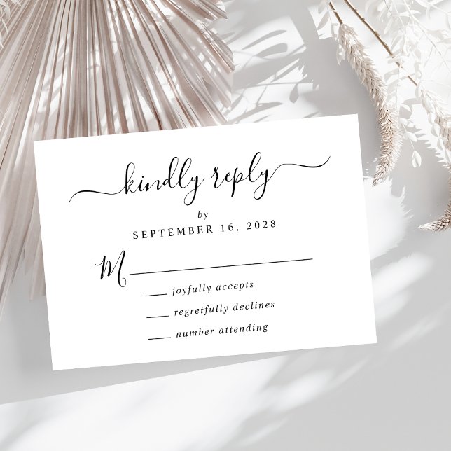 Cartão RSVP Casamento de Script Elegante (A chic wedding RSVP card with a minimalist vibe)