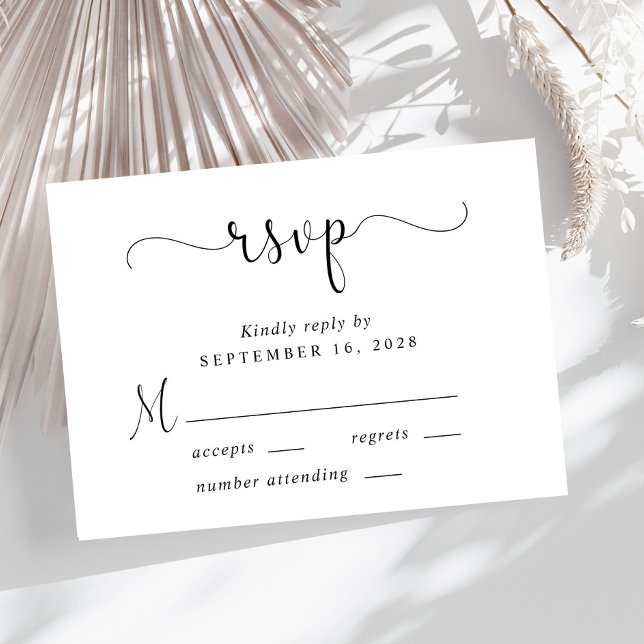 Cartão RSVP Casamento de Script Elegante (Criador carregado)