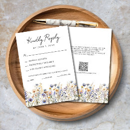 Cartão RSVP Casamento de Script Elegante de Flores Selvagens A