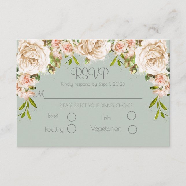 Cartão RSVP Casamento de Script Elegante Floral Floral Rustic  (Frente)