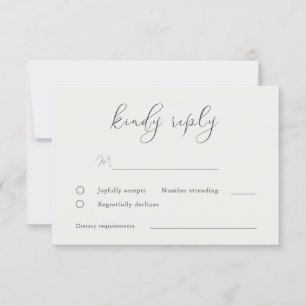 Cartão RSVP Casamento de Script Elegante Greige