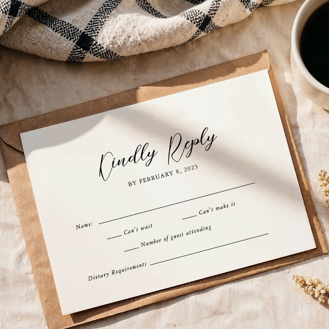 Cartão RSVP Casamento de Script Elegante Simples (Criador carregado)