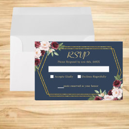 Cartão RSVP Casamento de Script Geométrico Rustic Floral